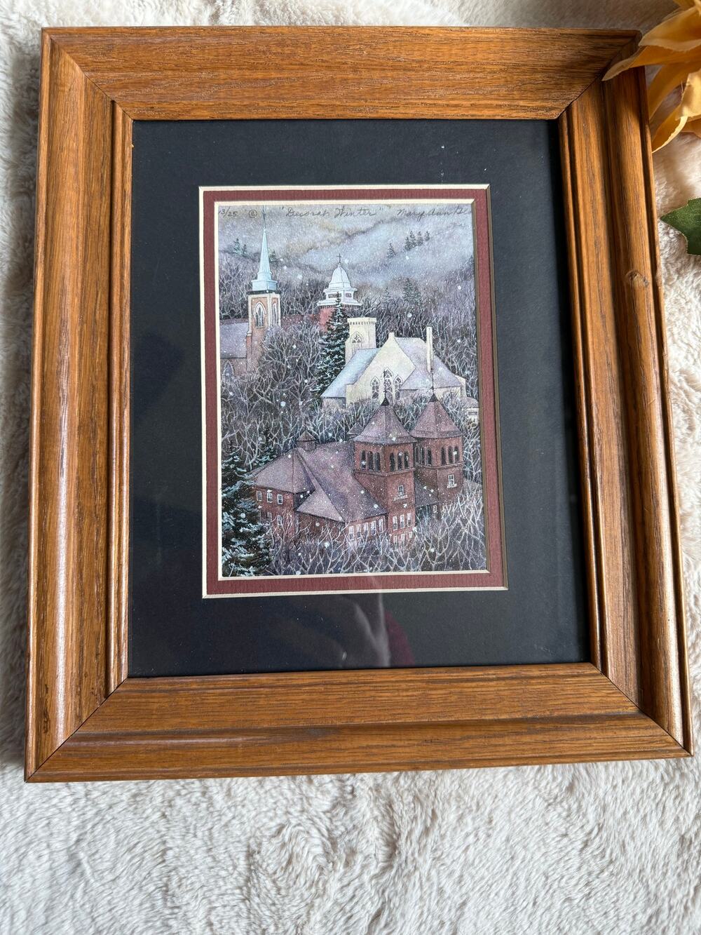 "Decorah Winter" by Mary Ann Gloe 13/25 Signed Print Matted Framed Iowa